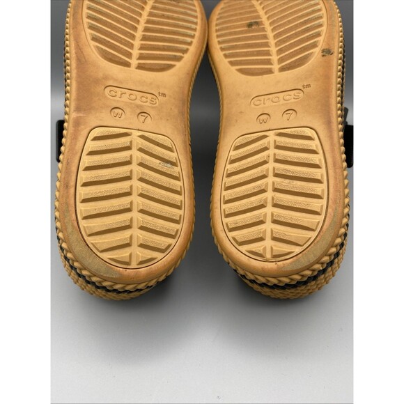 Crocs LiteRide Shoes Black Tan Strap Brooklyn Mid Platform Wedge Sandals 7 - Picture 11 of 13